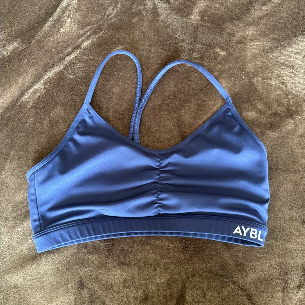 AYBL Navy Blue Essential Ruched Sports Bra